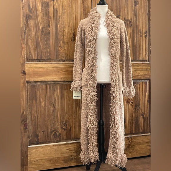Halukoko fringe maxi cardigan / duster sweater coat. Size Small NWT - Picture 1 of 7